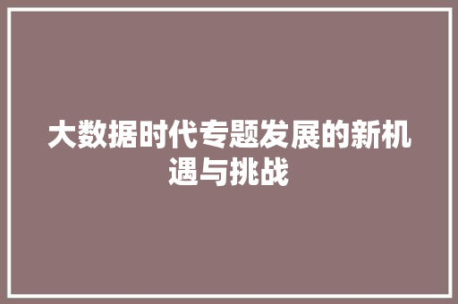 大数据时代专题发展的新机遇与挑战