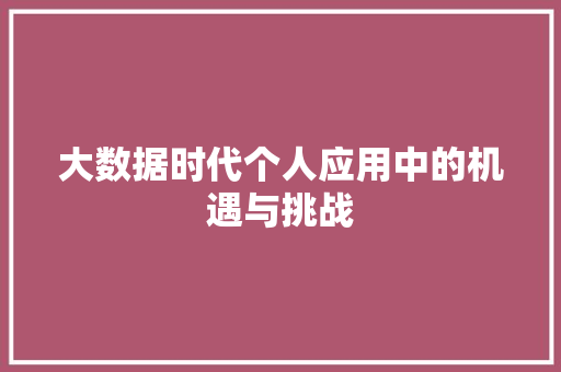 大数据时代个人应用中的机遇与挑战