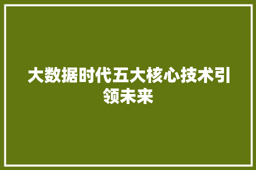 大数据时代五大核心技术引领未来