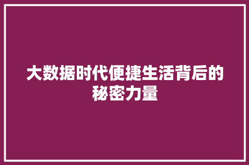 大数据时代便捷生活背后的秘密力量