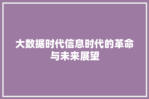 大数据时代信息时代的革命与未来展望
