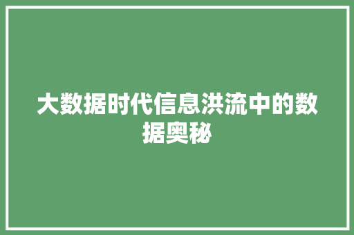 大数据时代信息洪流中的数据奥秘 电脑基础