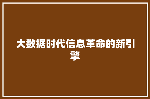 大数据时代信息革命的新引擎