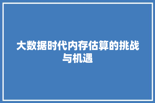 大数据时代内存估算的挑战与机遇