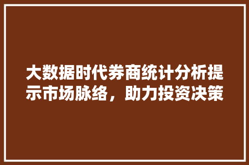 大数据时代券商统计分析提示市场脉络，助力投资决策 编程语言