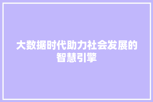 大数据时代助力社会发展的智慧引擎