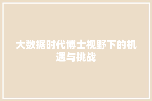 大数据时代博士视野下的机遇与挑战