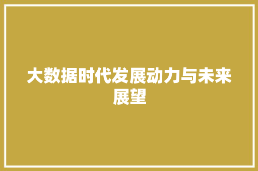 大数据时代发展动力与未来展望