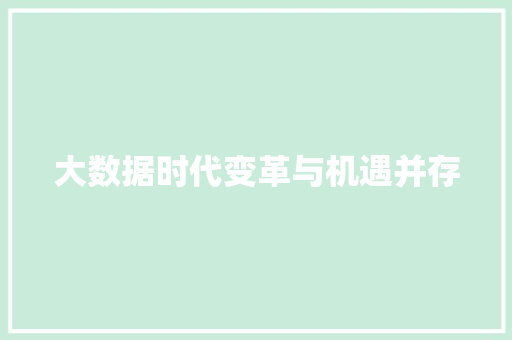 大数据时代变革与机遇并存