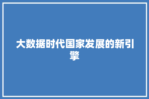 大数据时代国家发展的新引擎