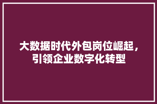 大数据时代外包岗位崛起，引领企业数字化转型