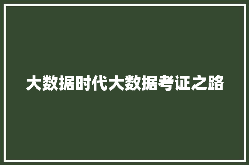 大数据时代大数据考证之路