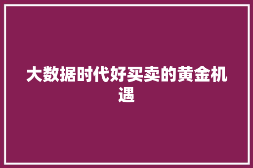 大数据时代好买卖的黄金机遇 电脑基础 大数据时代好买卖的黄金机遇 电脑基础