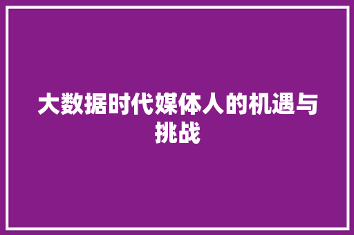 大数据时代媒体人的机遇与挑战