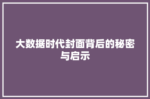 大数据时代封面背后的秘密与启示