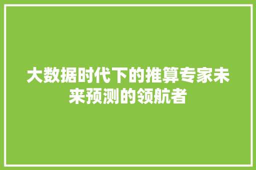 大数据时代下的推算专家未来预测的领航者 电脑基础