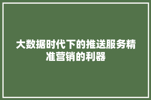 大数据时代下的推送服务精准营销的利器