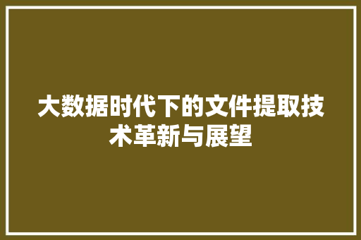 大数据时代下的文件提取技术革新与展望