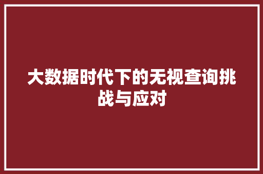 大数据时代下的无视查询挑战与应对