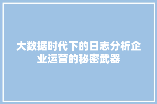 大数据时代下的日志分析企业运营的秘密武器