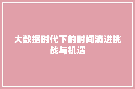 大数据时代下的时间演进挑战与机遇 编程语言