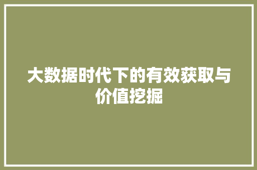 大数据时代下的有效获取与价值挖掘 电脑故障维修