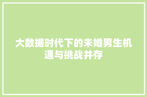 大数据时代下的未婚男生机遇与挑战并存