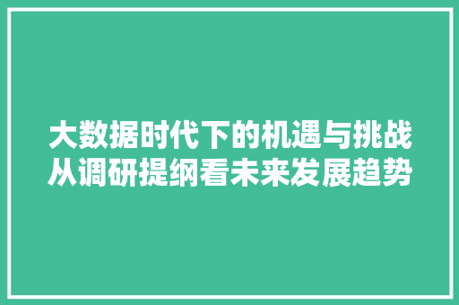 大数据时代下的机遇与挑战从调研提纲看未来发展趋势
