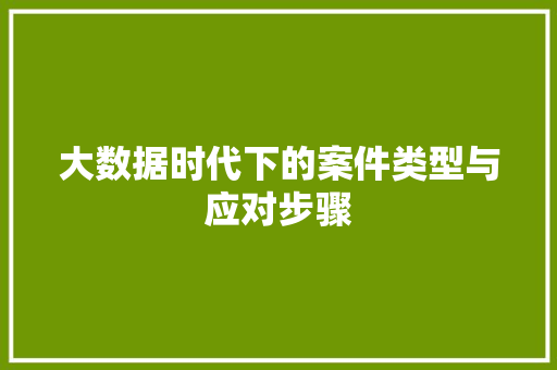 大数据时代下的案件类型与应对步骤