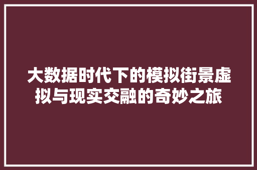大数据时代下的模拟街景虚拟与现实交融的奇妙之旅
