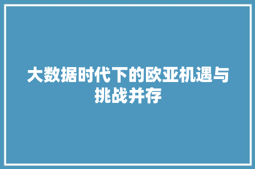 大数据时代下的欧亚机遇与挑战并存
