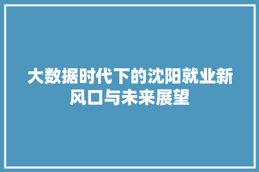 大数据时代下的沈阳就业新风口与未来展望 网络技术 大数据时代下的沈阳就业新风口与未来展望 网络技术