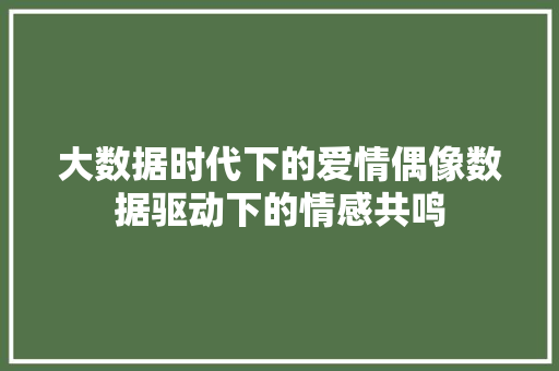 大数据时代下的爱情偶像数据驱动下的情感共鸣 编程语言