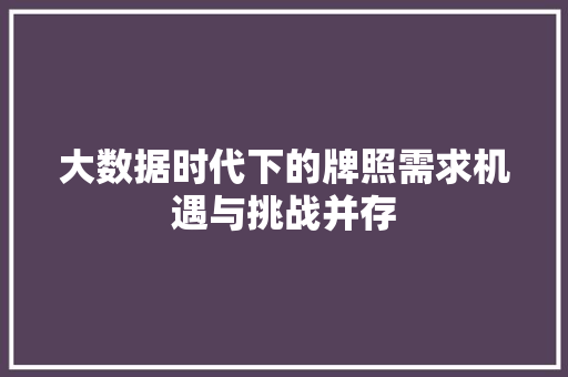 大数据时代下的牌照需求机遇与挑战并存 网络技术