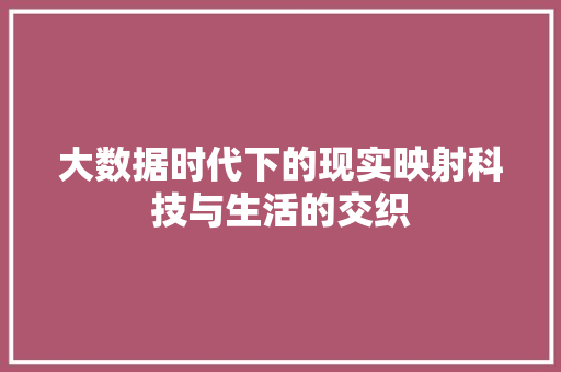 大数据时代下的现实映射科技与生活的交织