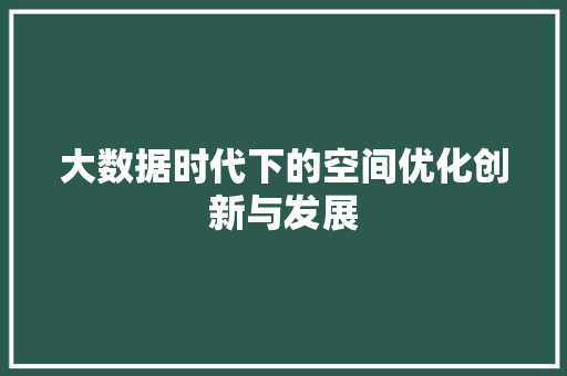 大数据时代下的空间优化创新与发展 编程语言 大数据时代下的空间优化创新与发展 编程语言
