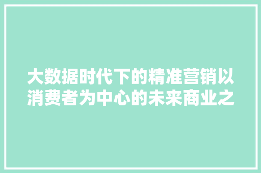 大数据时代下的精准营销以消费者为中心的未来商业之路