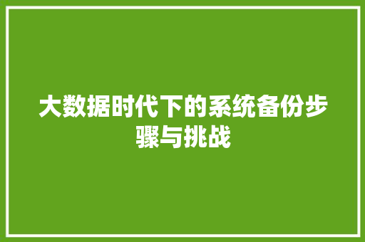 大数据时代下的系统备份步骤与挑战 电脑基础 大数据时代下的系统备份步骤与挑战 电脑基础