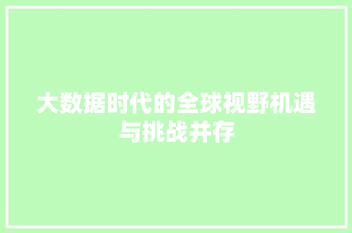 大数据时代的全球视野机遇与挑战并存 大数据时代的全球视野机遇与挑战并存
