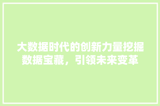 大数据时代的创新力量挖掘数据宝藏，引领未来变革