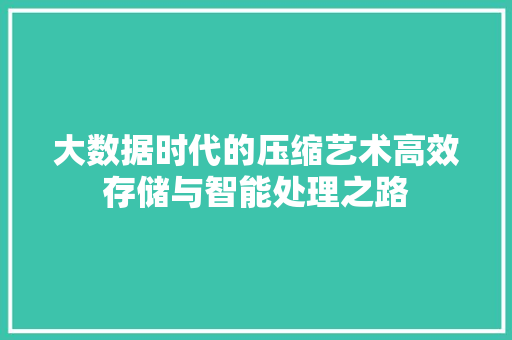 大数据时代的压缩艺术高效存储与智能处理之路