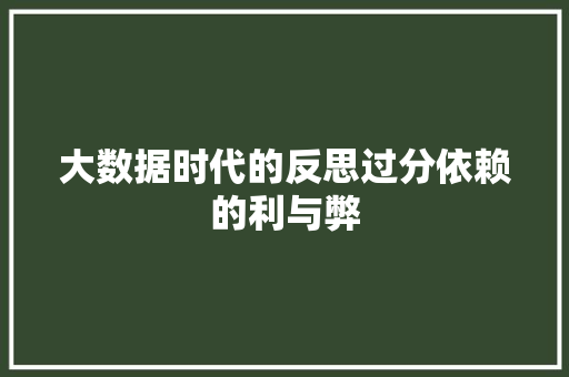 大数据时代的反思过分依赖的利与弊