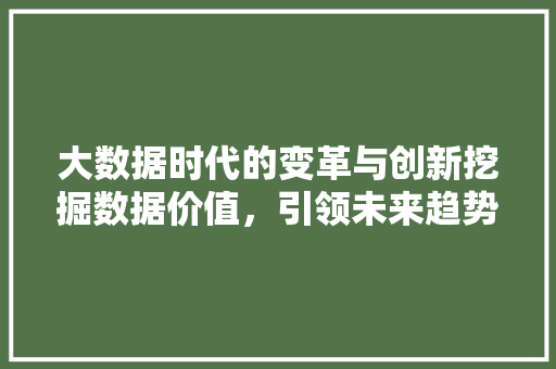 大数据时代的变革与创新挖掘数据价值，引领未来趋势