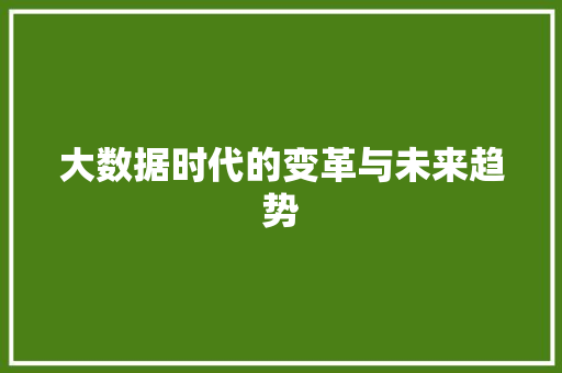 大数据时代的变革与未来趋势