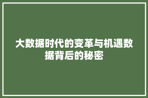 大数据时代的变革与机遇数据背后的秘密