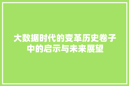大数据时代的变革历史卷子中的启示与未来展望