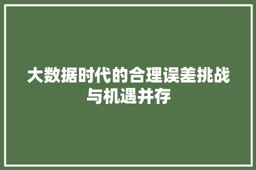 大数据时代的合理误差挑战与机遇并存