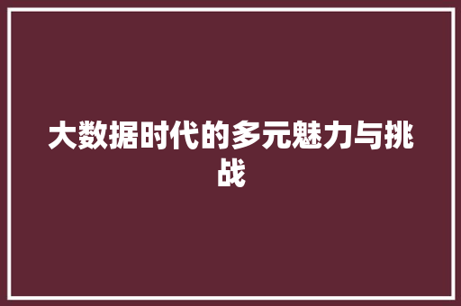 大数据时代的多元魅力与挑战