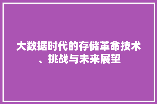 大数据时代的存储革命技术、挑战与未来展望