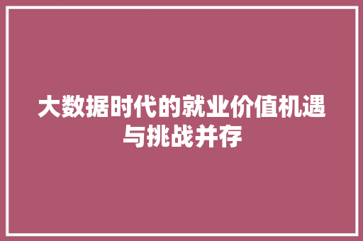 大数据时代的就业价值机遇与挑战并存